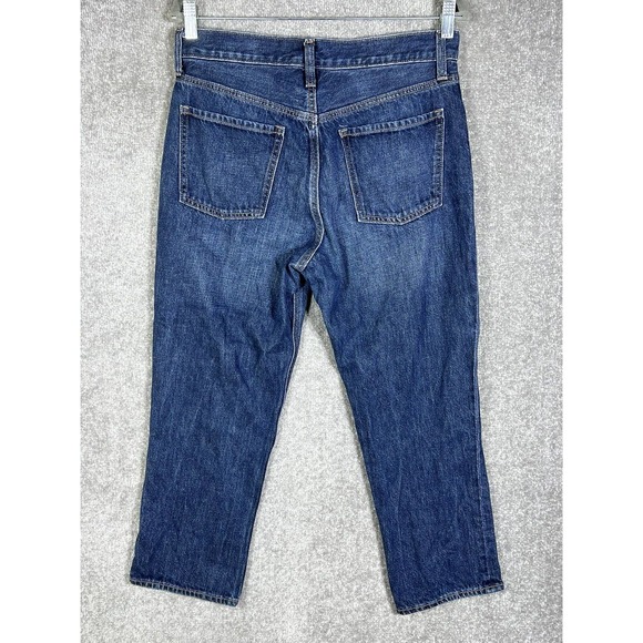 Old Navy High Rise Slouchy Straight Button Fly Crop Jeans Womens Size 6 Blue - Picture 2 of 16